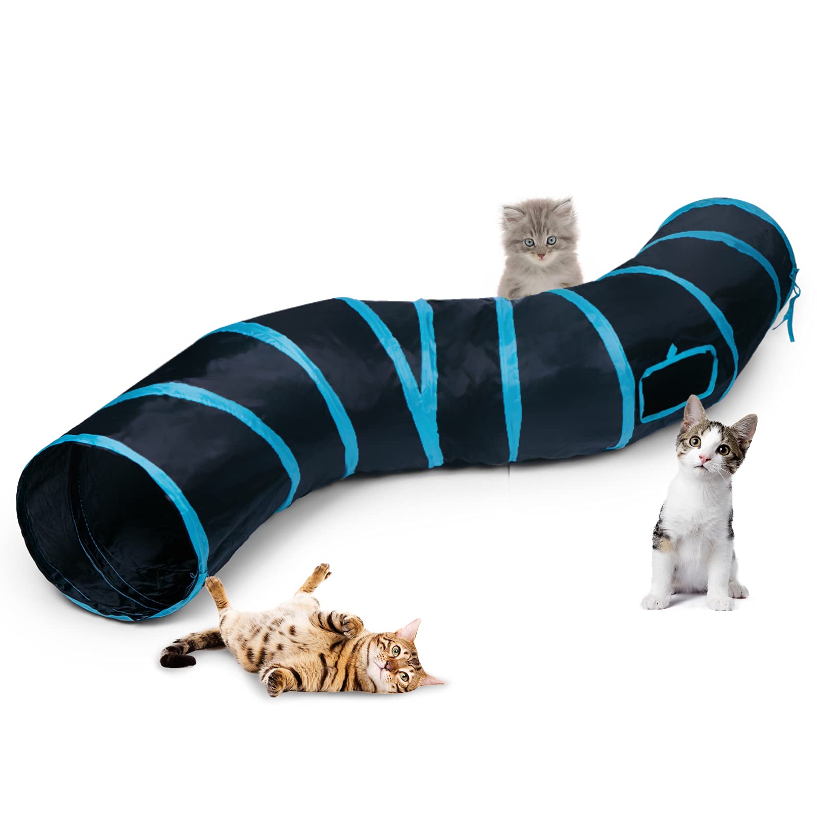 Sheldamy Cat Tunnel, S-2-Way Cat Tunnels For Indoor Cats, Collapsible Cat Play Tunnel, Interactive Toy Maze Cat House With 1 Pla