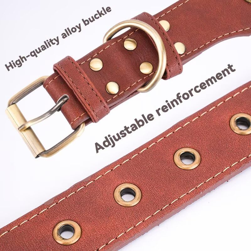 Leather Dog Collars For Small Dogs - Heavy Duty Adjustable, Durable Pu Leather Collar For Small, Medium, Large, And Extra Large