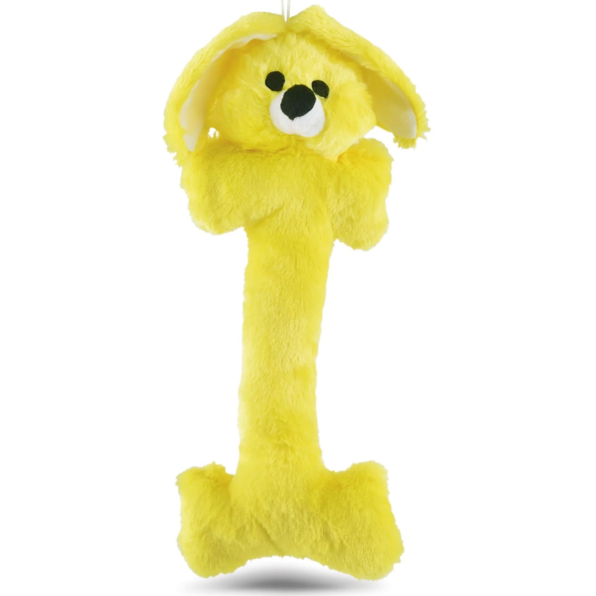 Jeffers Pet Plush Dog Toy With Squeaker, Yellow Bunny 14'' - Soft Crinkle Fabric, Safe & Durable, Healthy Fun For Small & Medium