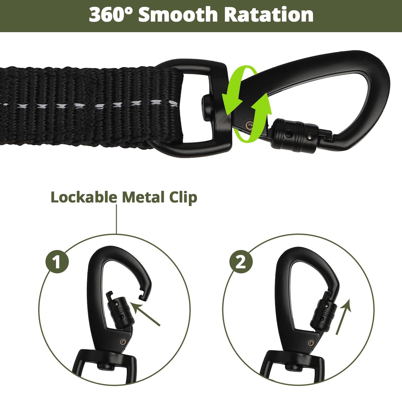 Long Dog Leash 15 Ft: Heavy Duty Nylon Rope Leashes For Dogs Training With Reflective Threads Bungee And Padded Handle - Dog Lea