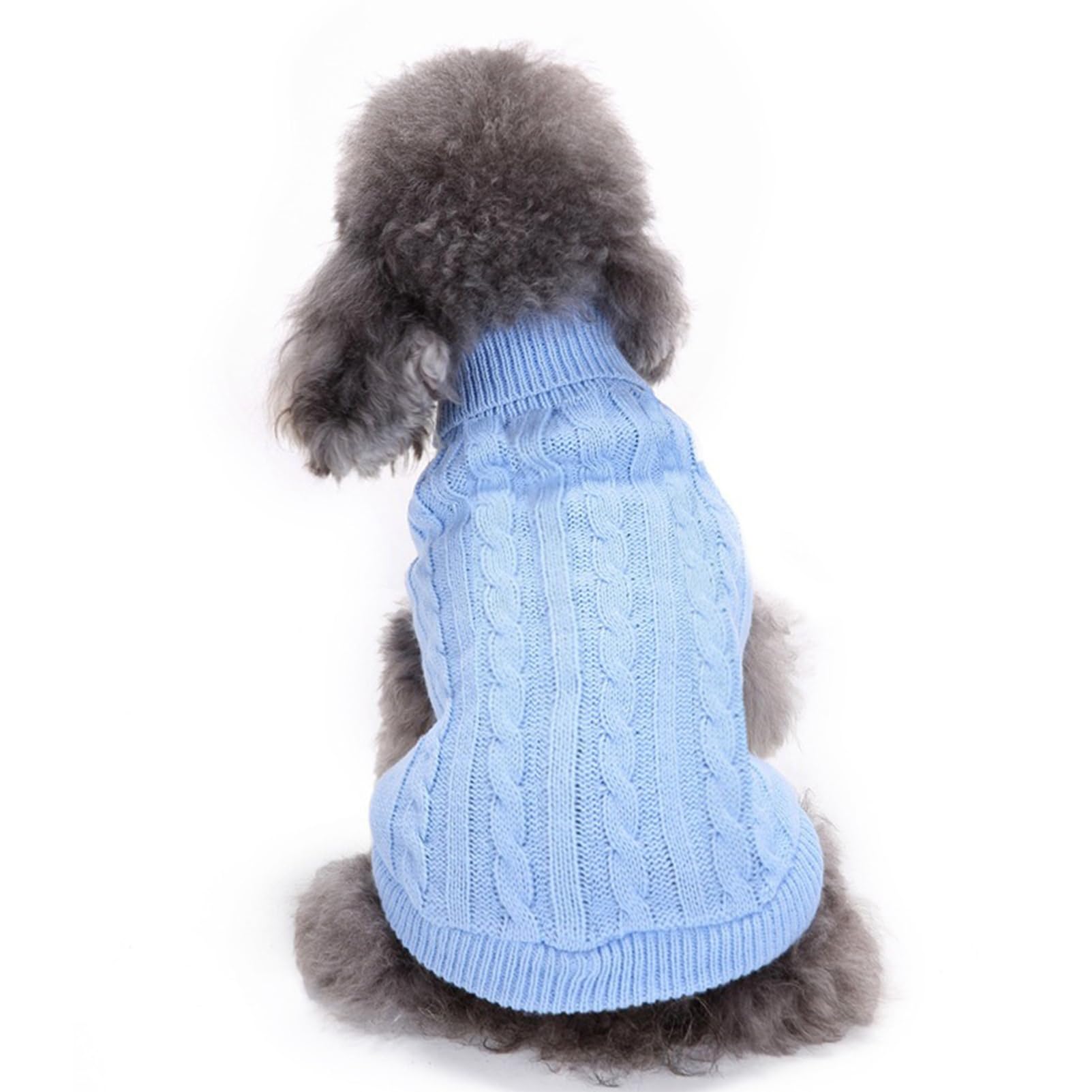 Small Dog Sweaters Knitted Pet Cat Sweater Warm Dog Sweatshirt Dog Winter Clothes Kitten Puppy Sweater (Small,Light Blue)