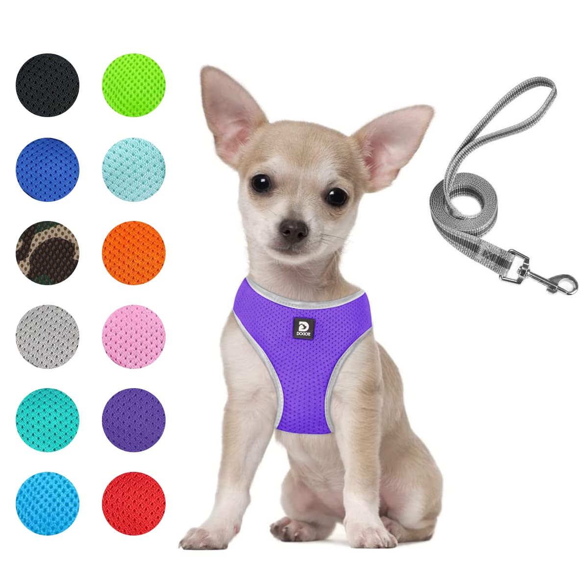 Puppy Harness And Leash Set - Dog Vest Harness For Small Dogs Medium Dogs- Adjustable Reflective Step In Harness For Dogs - Soft Mesh Comfort Fit No Pull No Choke (S, Purple)