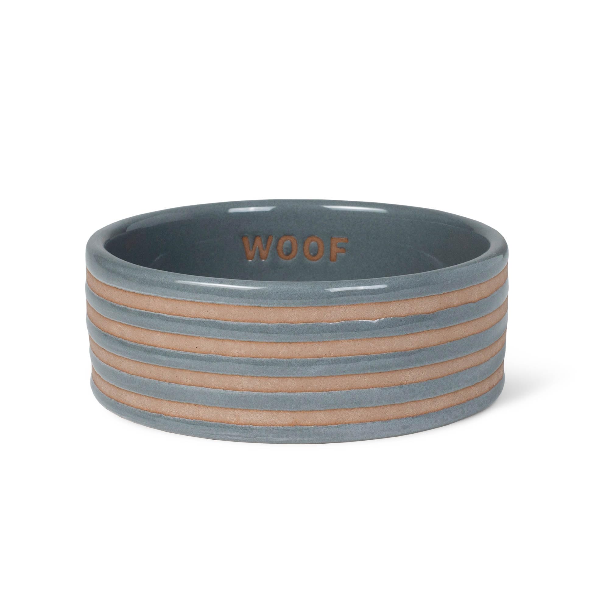 Fringe Studio Stripe Charcoal Small Striped Wax Resist Ceramic Pet Bowl (5 Diameter x 1.75 H, 12 fl.oz.), PetShop Collection (75