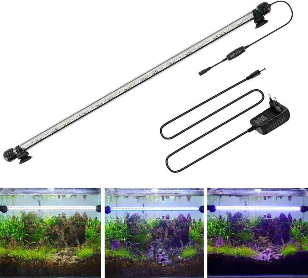 Aquariumbasics Led Aquarium Light For Fish Tank,Auto On/Off Submersible White And Blue Led Aquarium Plant Light With Timer And Dimming Function (23.2 Inch（Timer & Dimming Function)