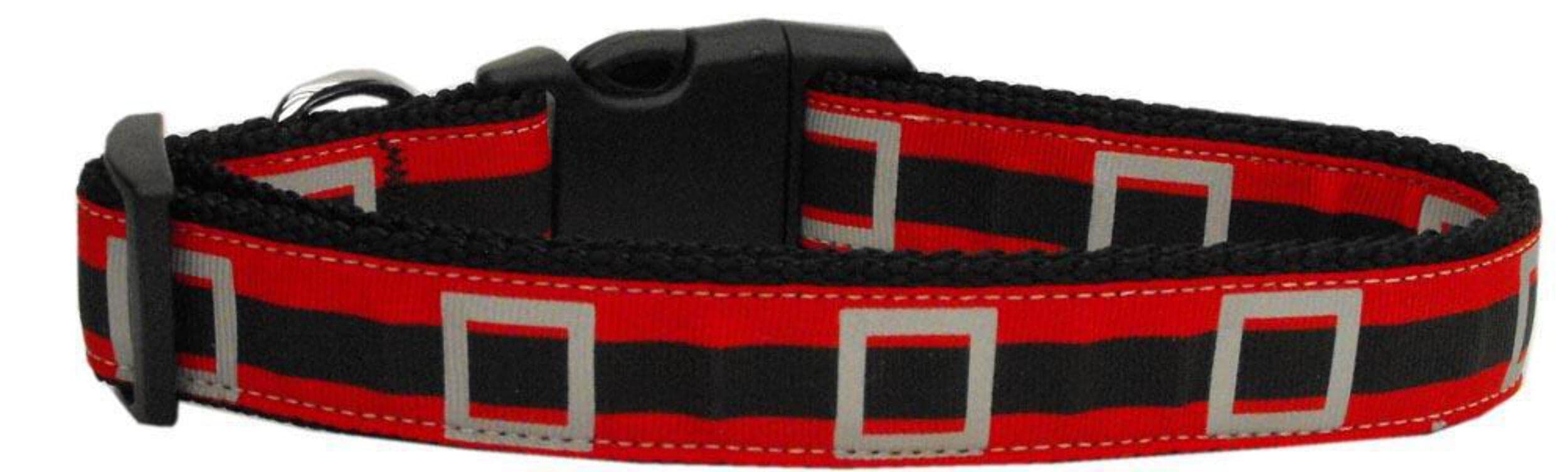 Christmas Pet Dog & Cat Nylon Collar or Leash, &quot;Santa Belt&quot; XS Collar