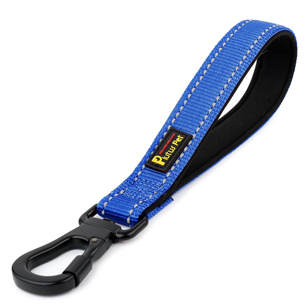 Plutus Pet Short Dog Leash, Reflective Nylon Padded Handle, Strong Traffic Leash With Carabiner Clip, Perfect For Large Or Mediu