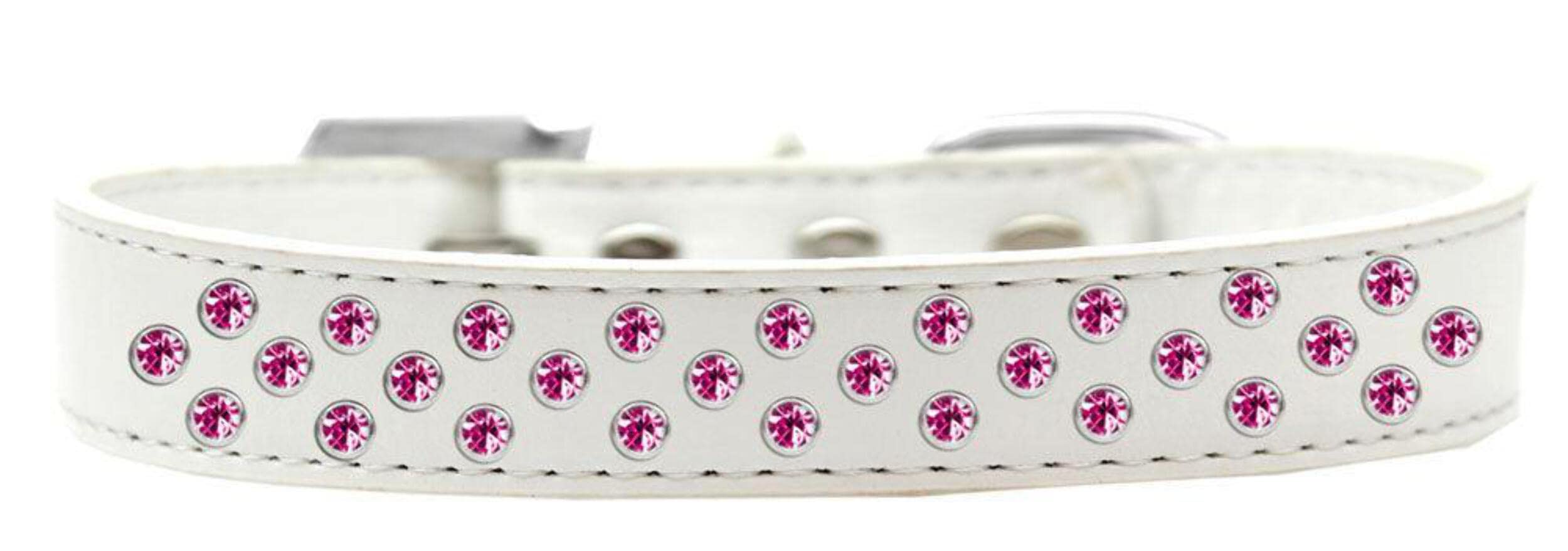 Dog, Puppy & Pet Fashion Collar, Bright Pink Crystal Rimsets Sprinkles White 14