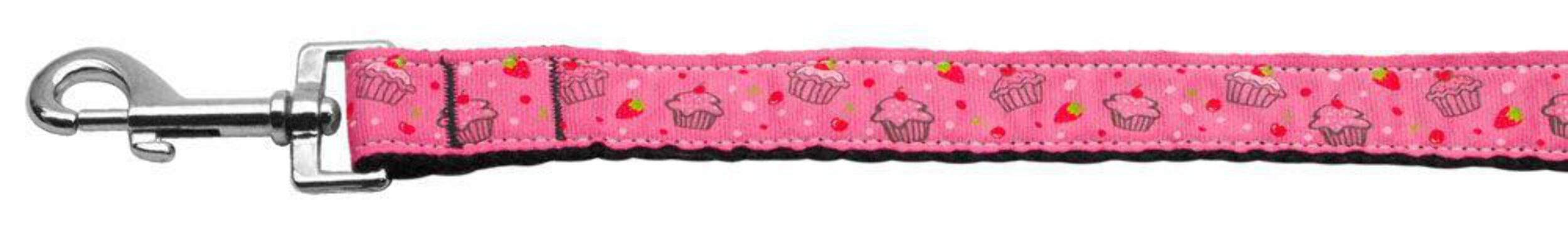 Mirage Pet Products Cupcakes Nylon Ribbon Leash for Pets, 3/8-Inch by 4-Feet, Light Pink