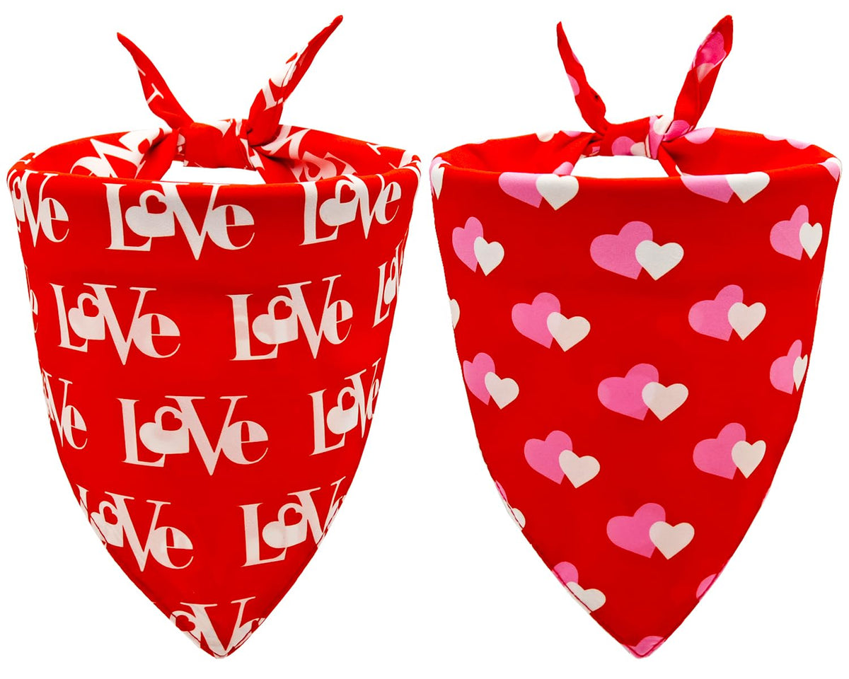 Cozyhaus Valentines Dog Bandanas,Love Pet Scarf For Boys And Girls,Heart Bandana For Weddings,Parties,And Holidays,Dog Outfit Gi