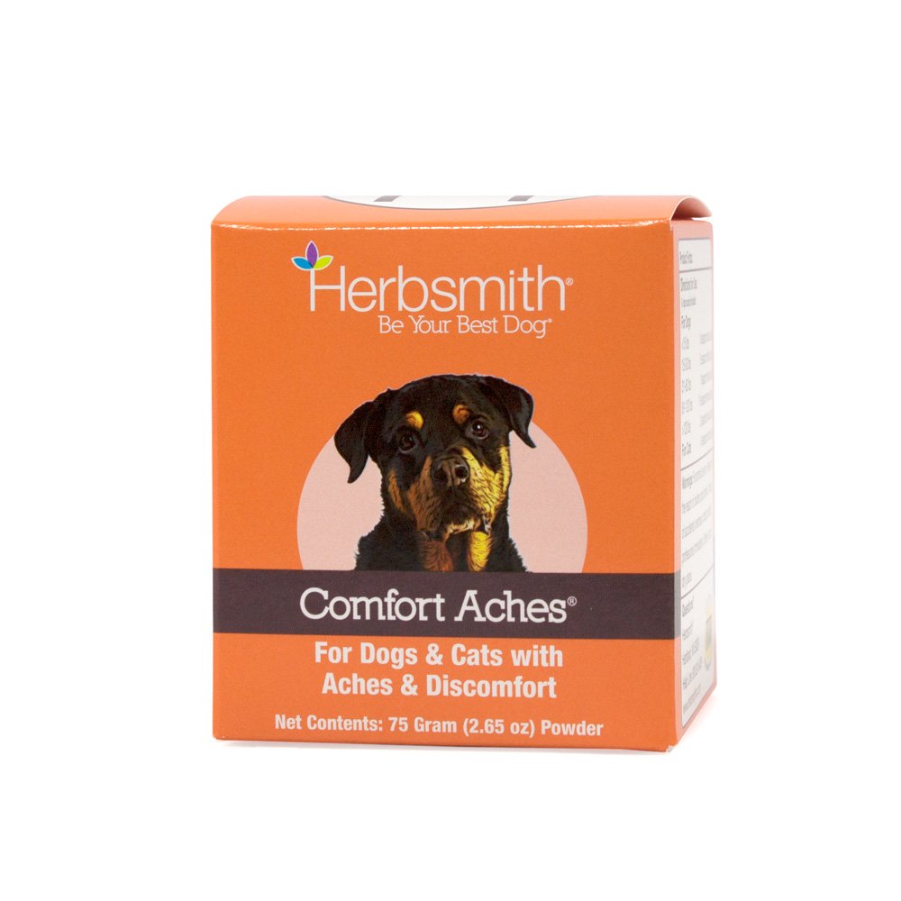 Herbsmith Comfort Aches - Herbal Pain Relief for Dogs + Cats - For Pet Aches + Pains - Anti-Inflammatory Supplement - 75g Powder