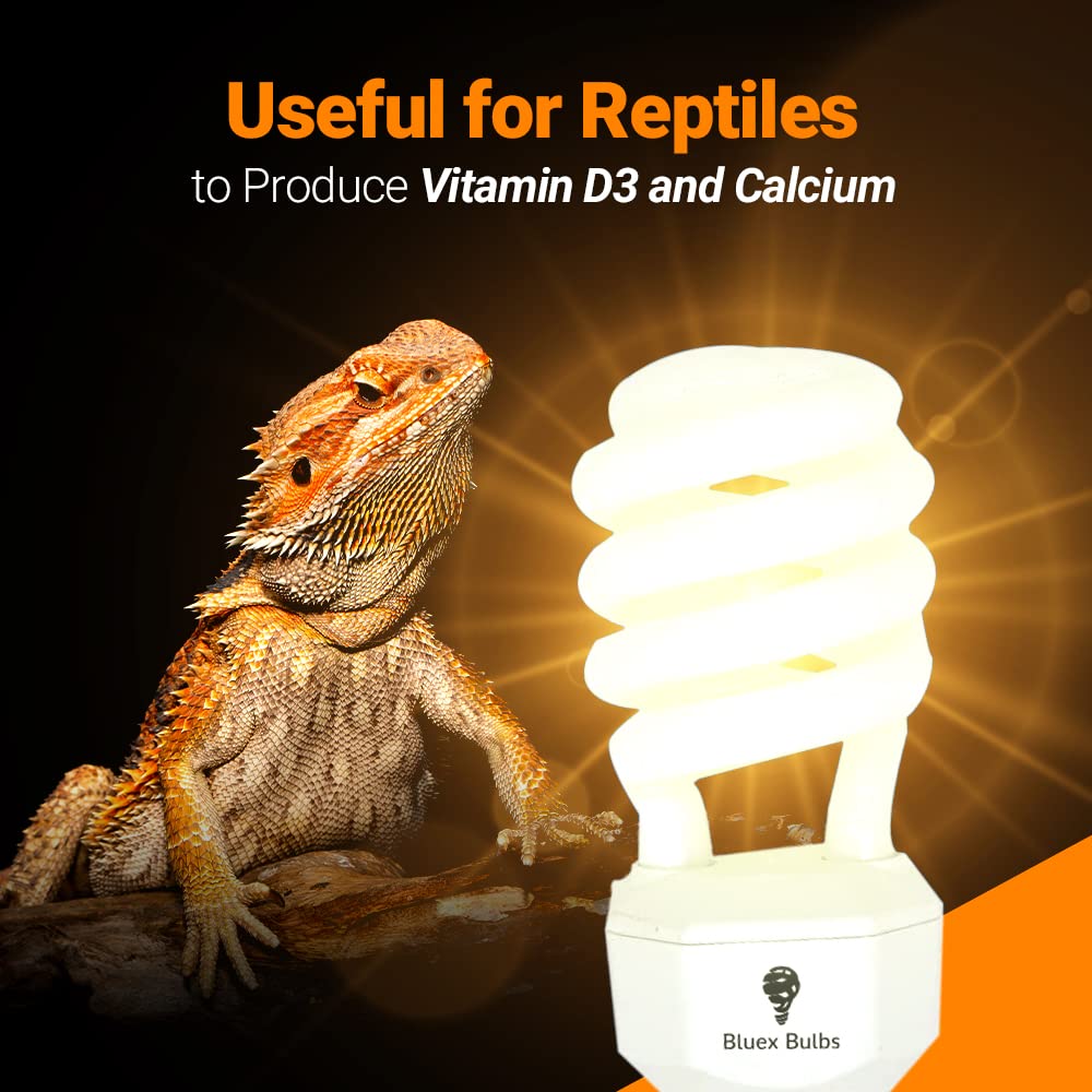 2 Pack 23-Watt Reptile Bulb Desert Uva Uvb Light - 10.0 Uvb Reptile Light - Compact Florescent Terrarium Bulb Suitable For Deser