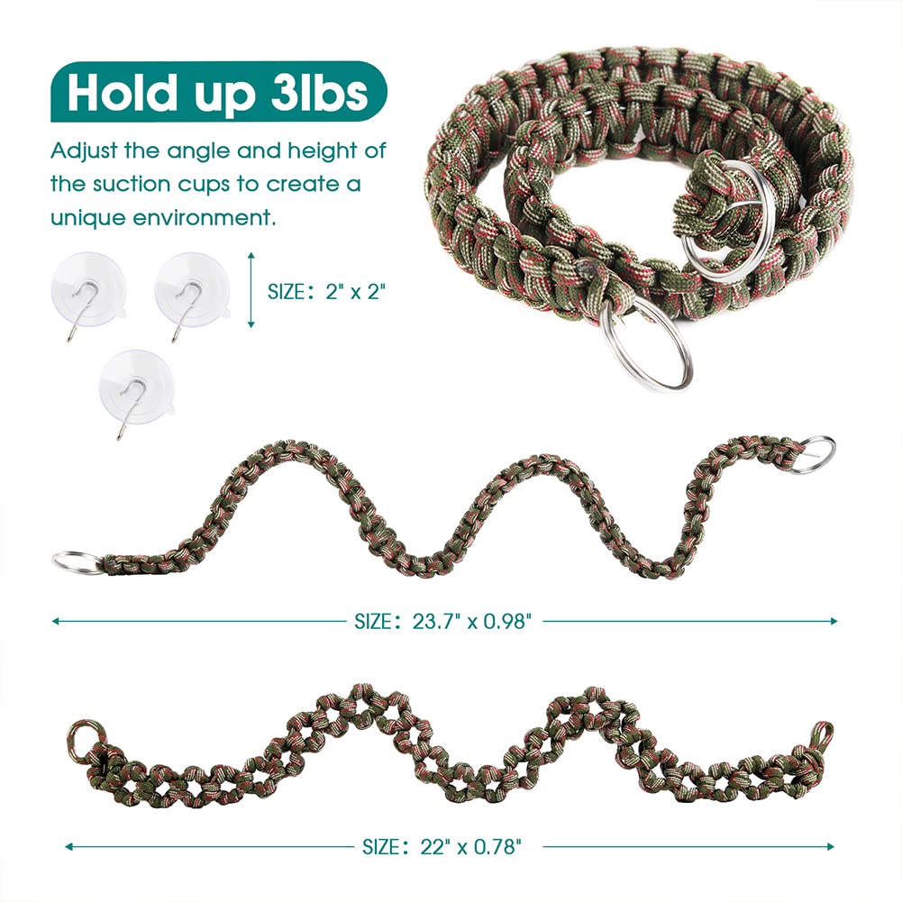 Abizoo Gecko Climbing Branch 23'' Length,Hermit Crab Toy Chameleon Case Accessories,2 Piece Snake Habitat Terrarium Decor Vine W