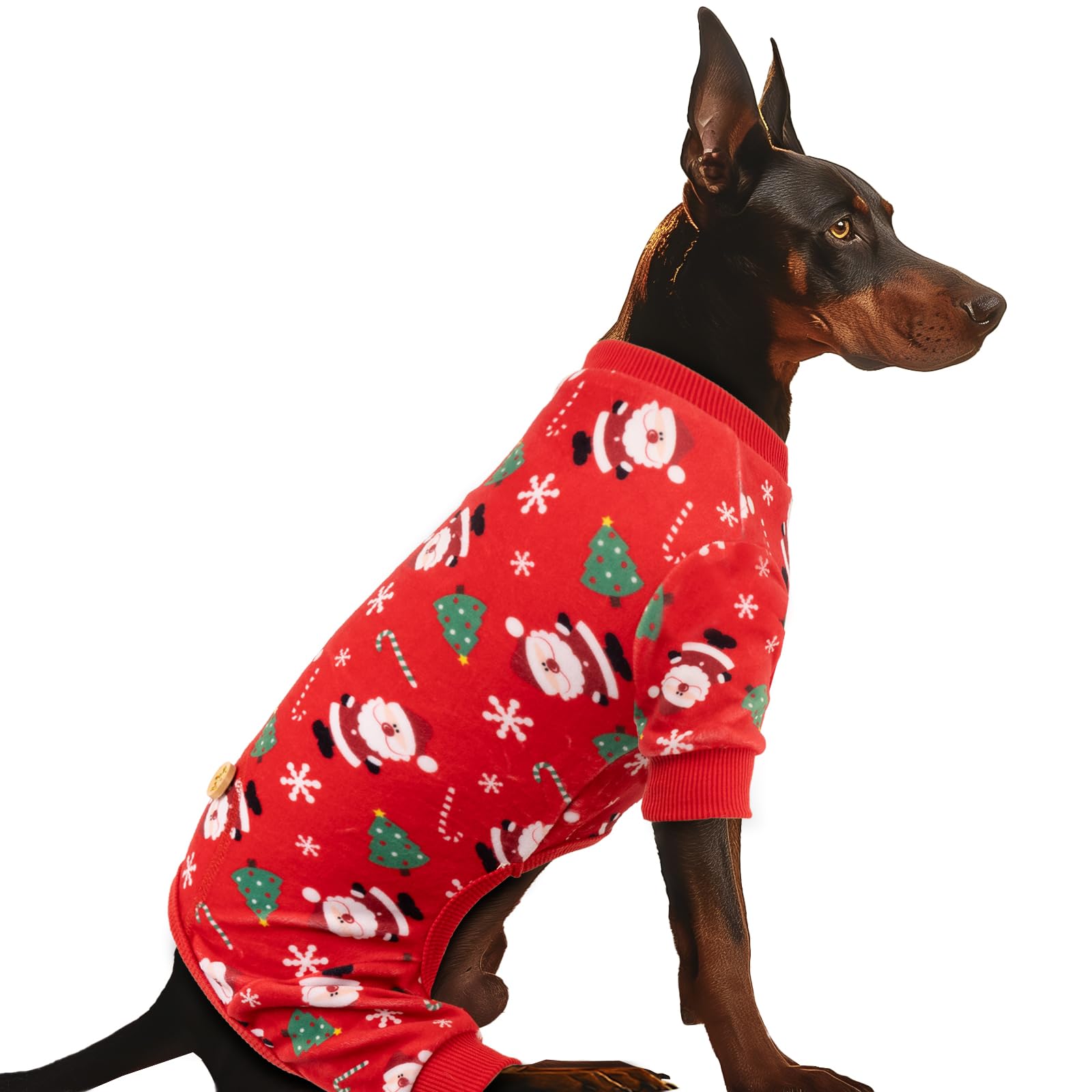 Kyeese Christmas Dog Pajamas For Medium Dogs Santa Claus Dog Pjs Holiday Dog Onesie Soft Velvet