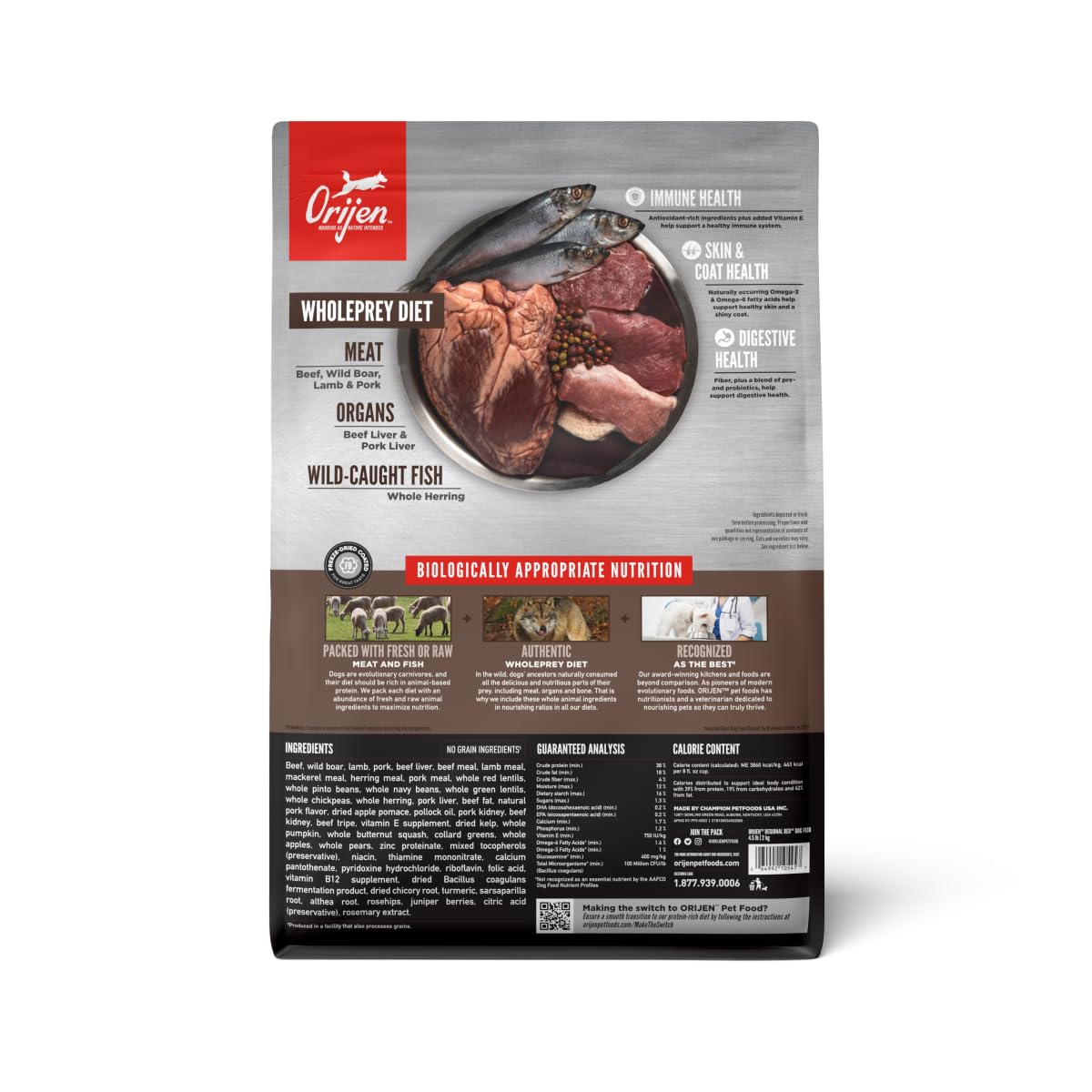 ORIJEN Regional RED Dry Dog Food, Grain Free and Poultry Free Dog Food, Fresh or Raw Ingredients, 4.5lb