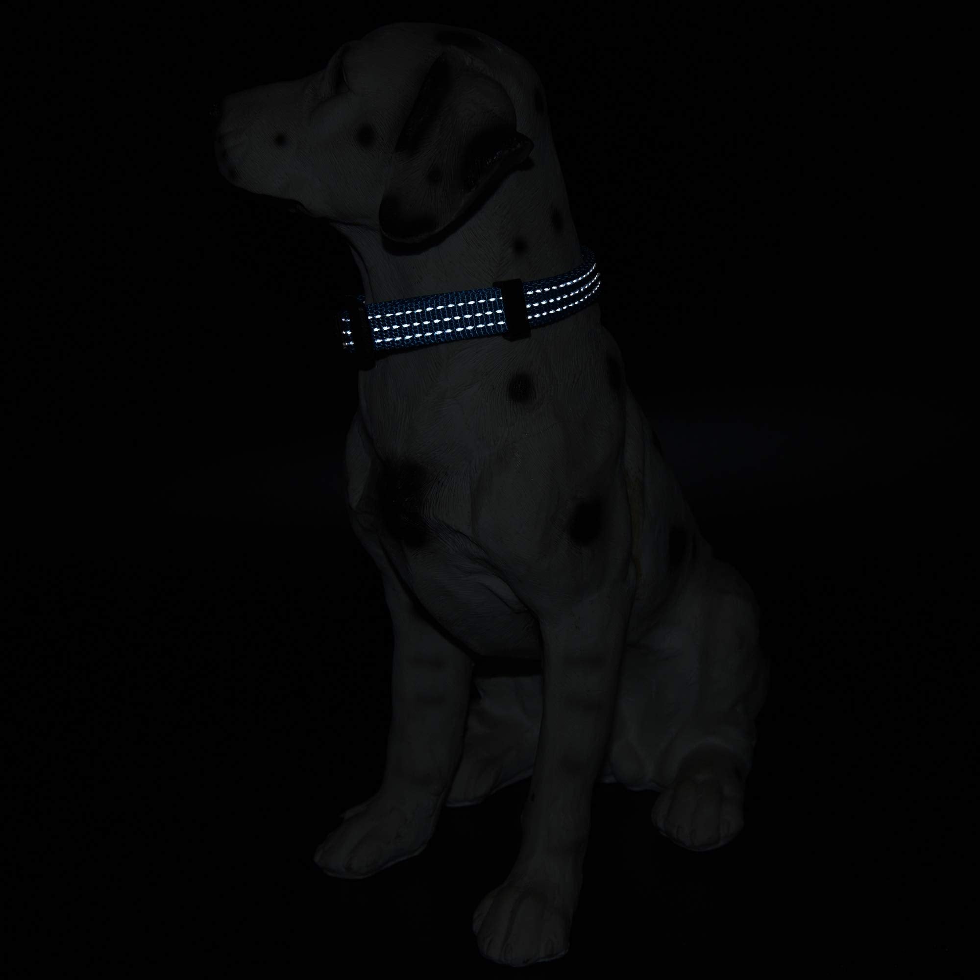 Mile High Life Dog Collar | Nylon Reflective Dog Collars | Light Weight Puppy Collars | Dark Blue Dog Collars For Large Dogs (Da