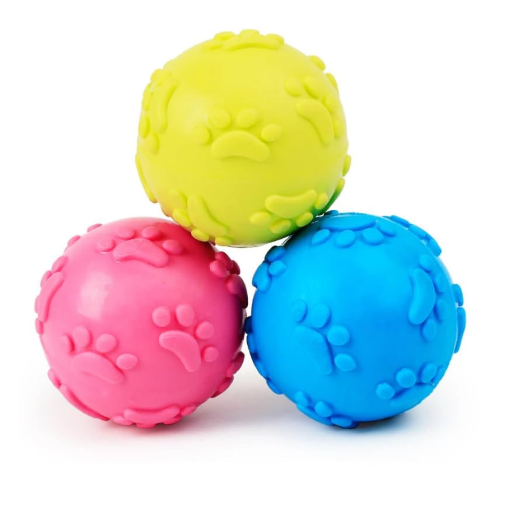 Bohobark Squeaky Ball Dog Toy | Soft Rubber Interactive Chew Balls For Dogs & Cats | Indoor & Outdoor Play | (Color May Vary, Pa