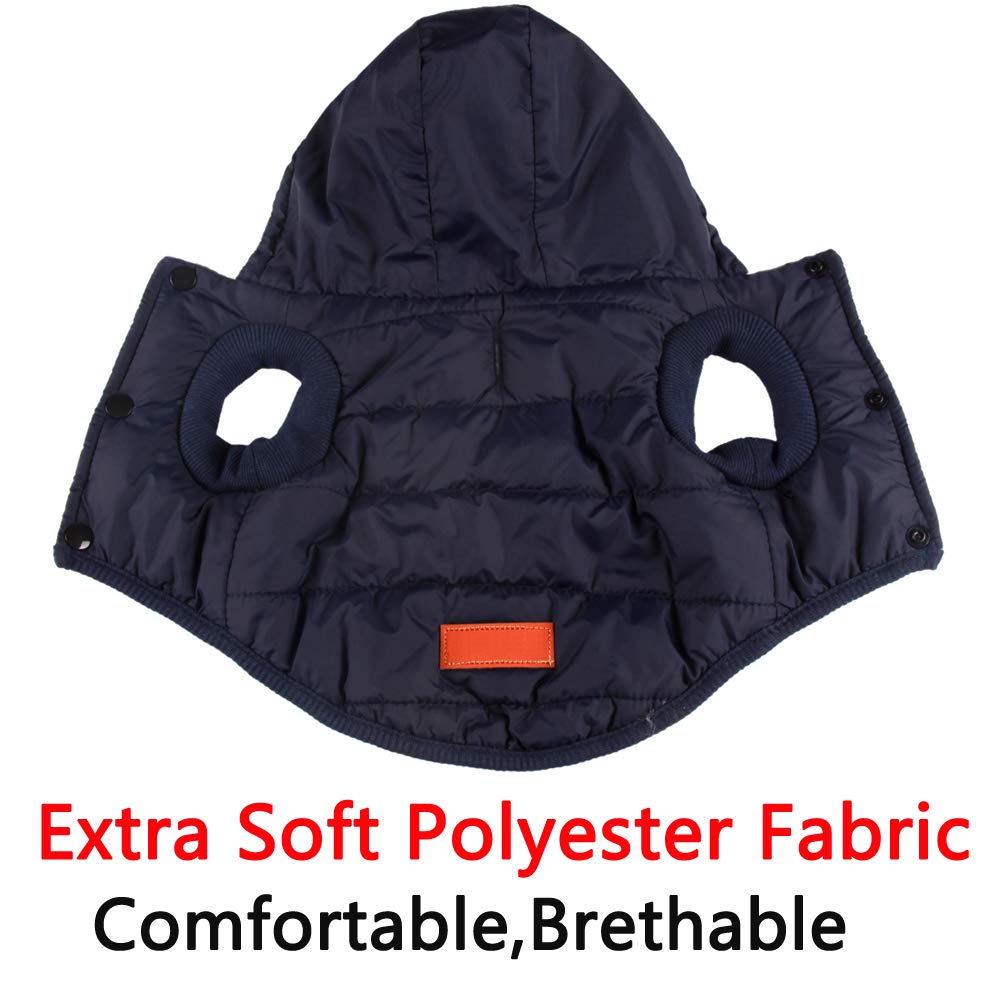 Vecomfy Fleece Lining Extra Warm Dog Hoodie In Winter For Medium Dogs Jacket Pet Coats With Hooded,Blue L
