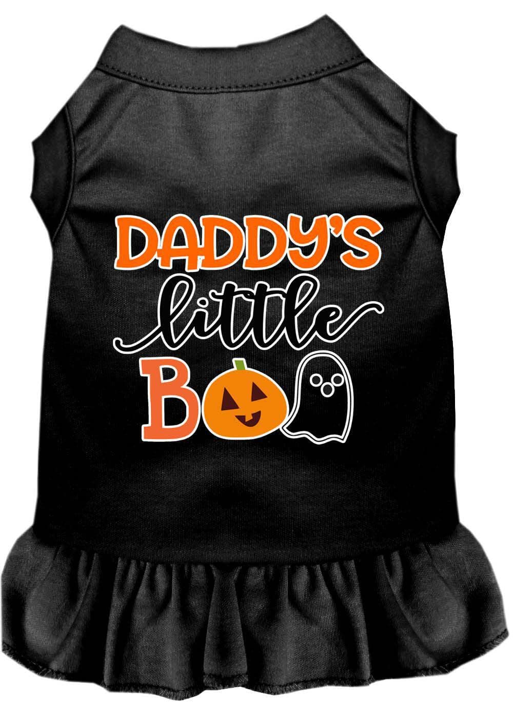 Halloween Pet Dog & Cat Dress Screen Printed, "Daddy's Little Boo" Red W/White LG (10-14 lbs.)