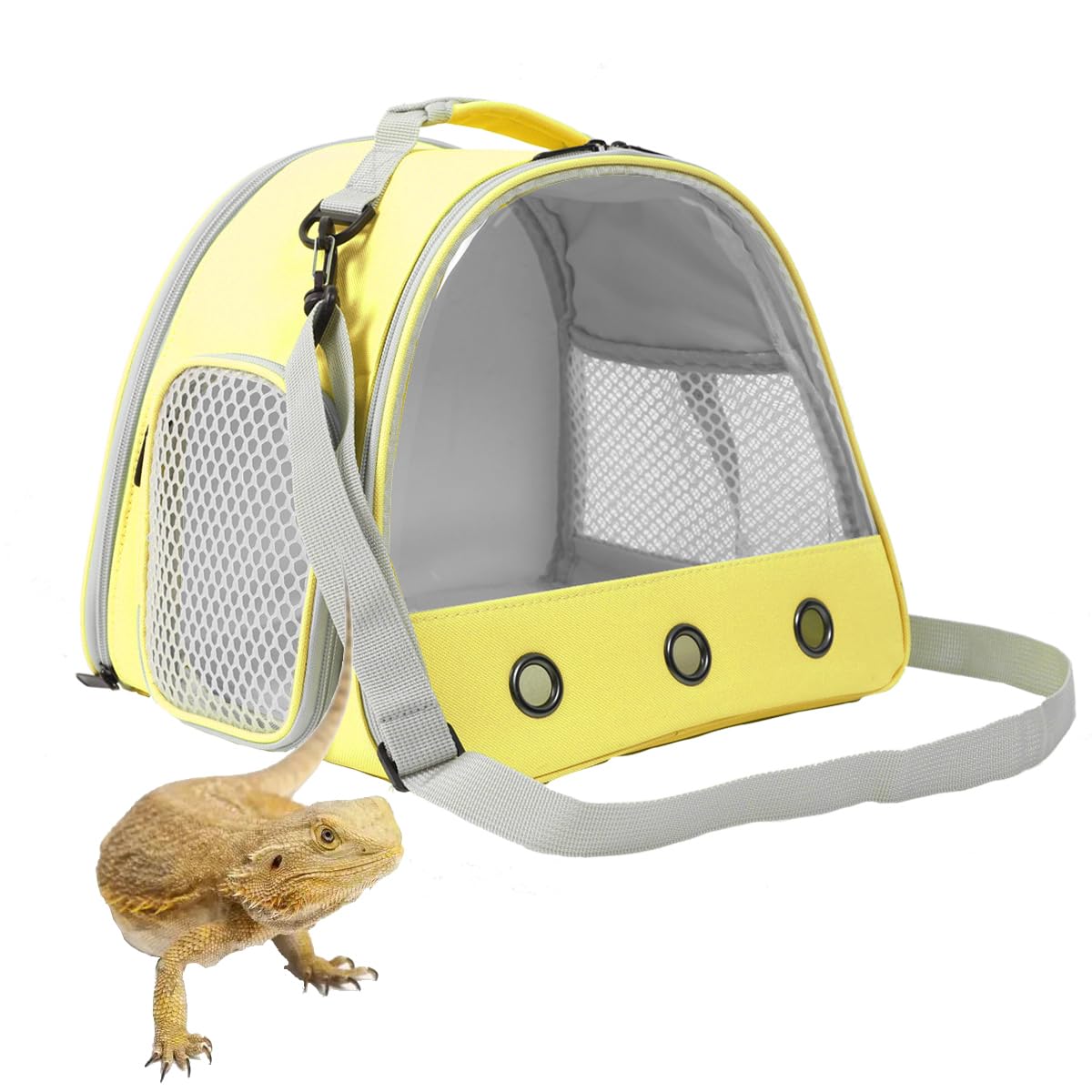 Bearded Dragon & Lizard Carrier - Portable Travel Carrier For Hedgehog, Rat, Parrot, Bird & Guinea Pig (Yellow, 2)