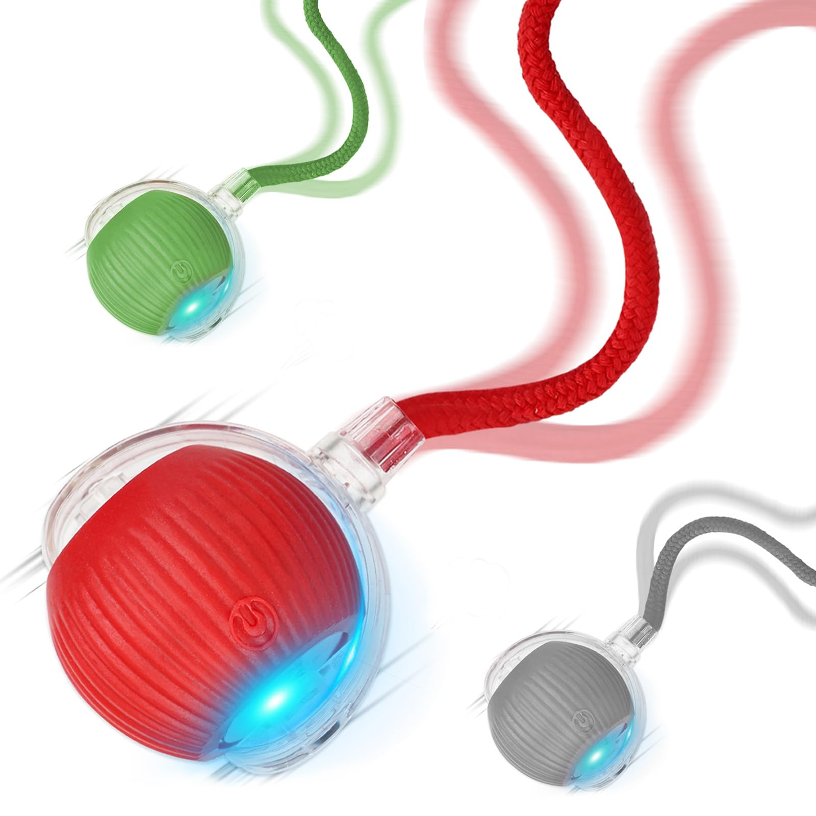 Goosheep 2025 New 3Pack Cat Ball Kitten Toys For Indoor Interactive Kitty Ball Toy Speedy Tail 360 Automatic Rolling(Red Grey Gr