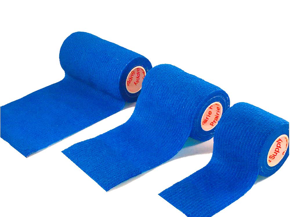 4 Inch Vet Wrap Tape Bulk (Blue) (Pack of 6) Self Adhesive Adherent Adhering Flex Bandage Grip Roll for Dog Cat Pet Horse