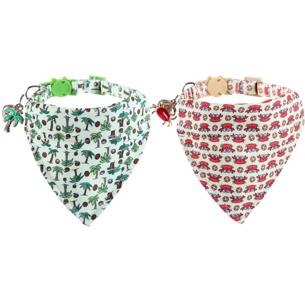 Cat Collar Breakaway With Cute Bandana And Bell Accessories For Kitty Adjustable Safety