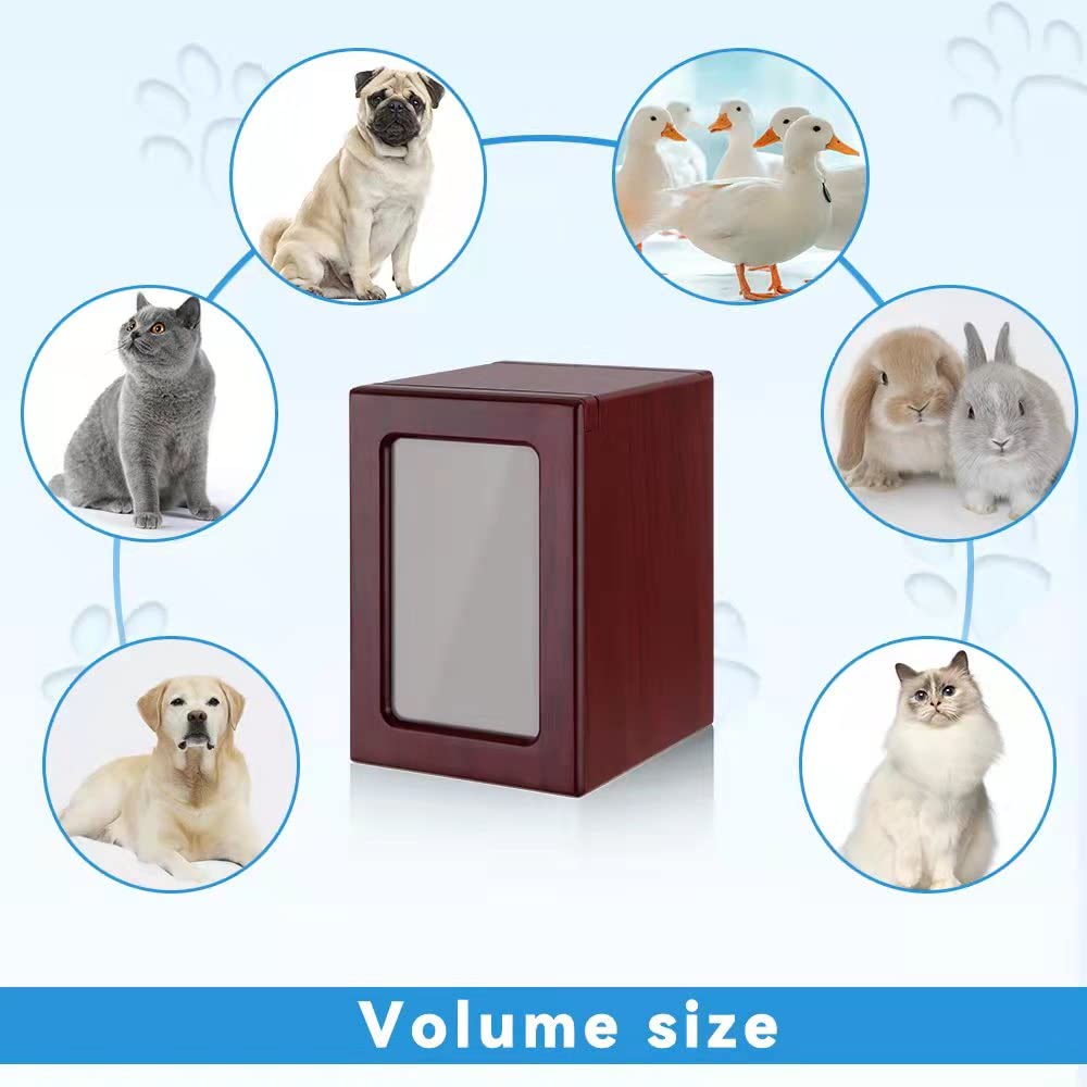 Urns For Dog, Pet Urns, Box For Dog Ashes, Pet Ashes Photo Box,Ash Box For Dogs, Dog Urns For Ashes Wood (Red M)