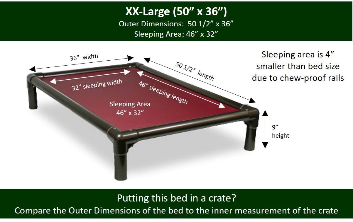 Kuranda Chewproof Dog Bed - Walnut PVC - 50'' x 36'' - Cordura Nylon - Burgundy