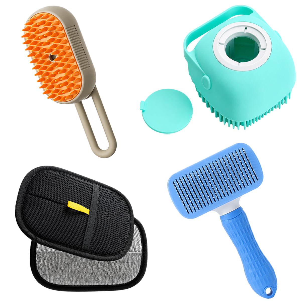 Complete Dog Cat Grooming Combo With Shampoo Brush Hair Remover Glove Kit