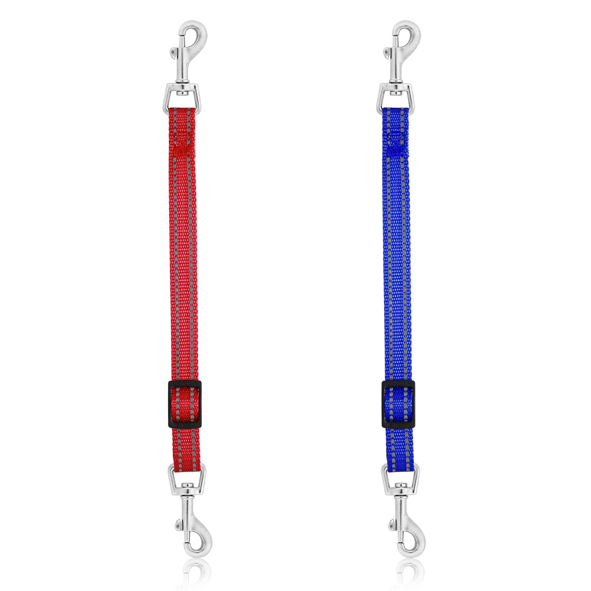 Cobee Dog Collar Clips, 2 Pcs Reflective Nylon Puppy Collar, Backup Collar, Safety Adjustable Pet Dog Collar Harness Connector, Double Ended Backup Clasp Clip For Dog Puppies(Red, Blue)