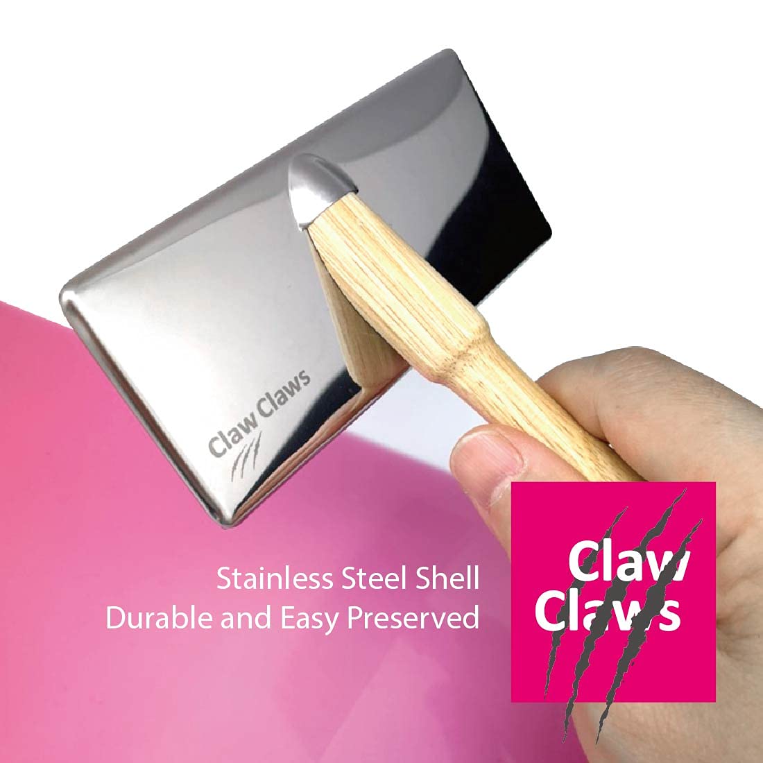 Claw Claws Pet Slicker Brush For Large Dogs, Wooden Handle With Stainless Steel Soft Pins, Gently Remove Tangled, Loose Undercoat And Mats Hair, Pet Grooming Brush Tool (8'), Wool Needle Felting Brush