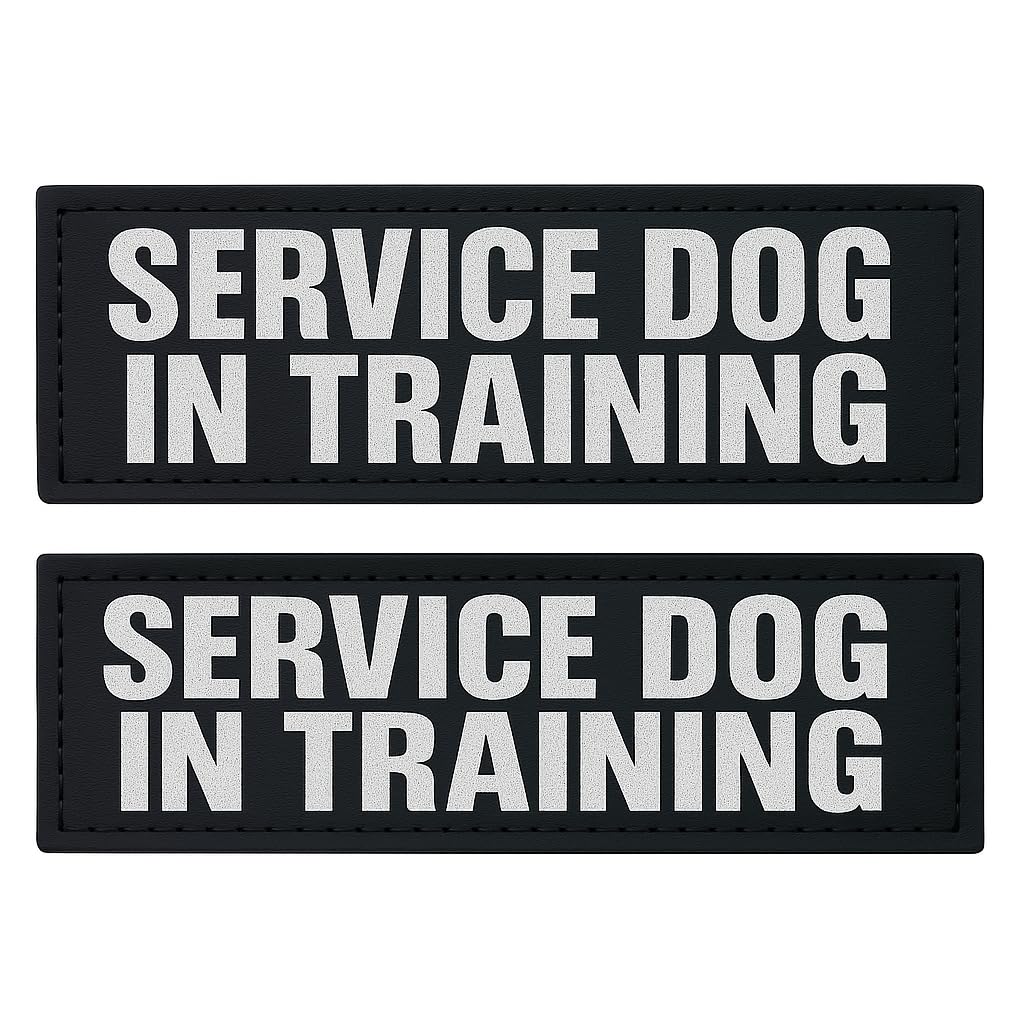 Albcorp Reflective Service Dog In Training Patches With Hook And Loop Backing For Service Animal Vests /Harnesses Medium (5 X 1.