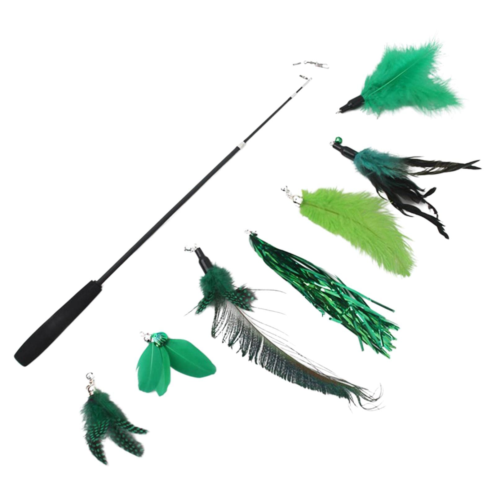 Ecomistiq Interactive Cat Toy Set Fishing Pole Teaser Wand Gift| Toys| Supplies |Pet