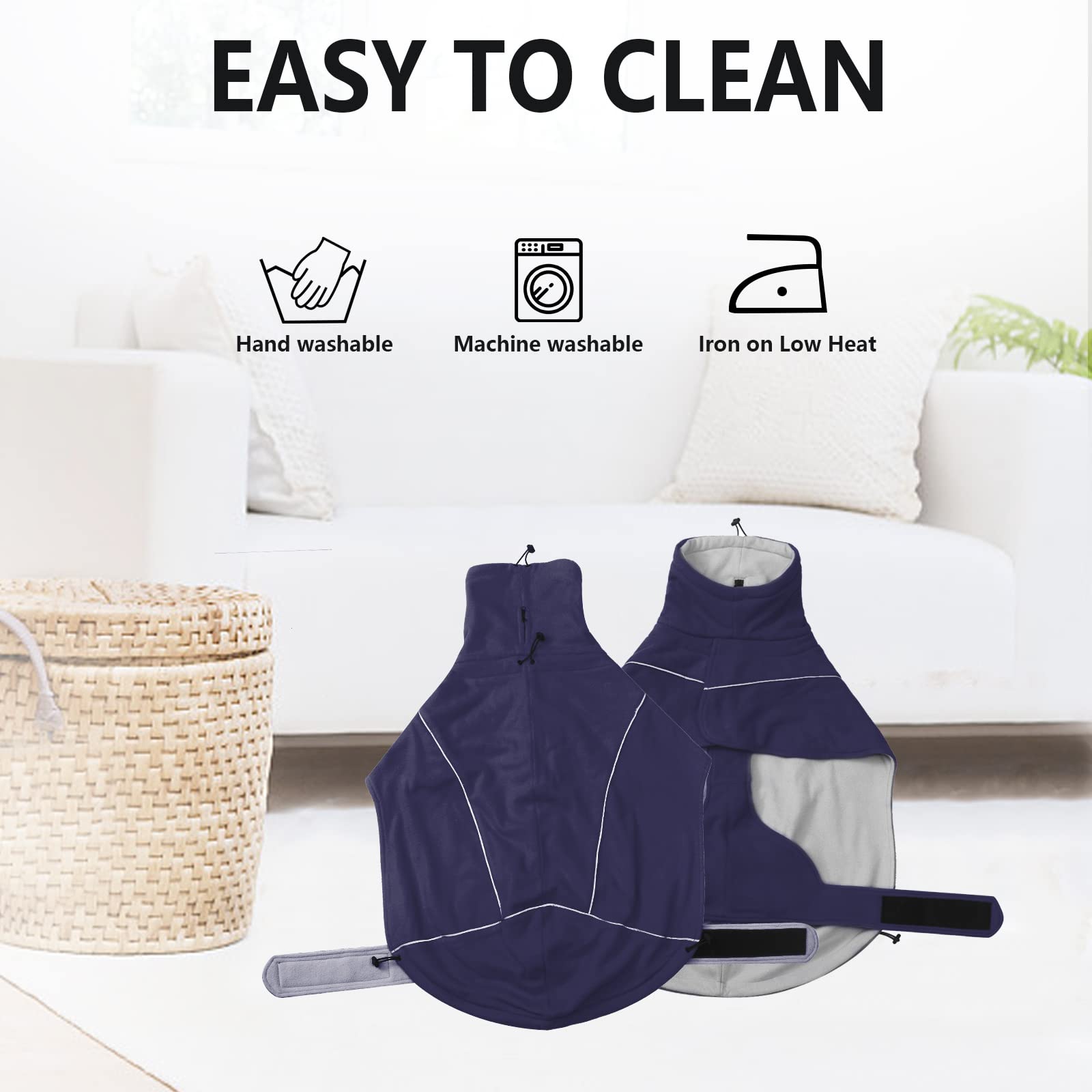 Greyhound Lurcher Winter Coat, Whippet Warm Coat With Fleece, Water Resistant Dog Jacket With Adjustable Bands And Zipper Harness Hole - Navy - Xsmall