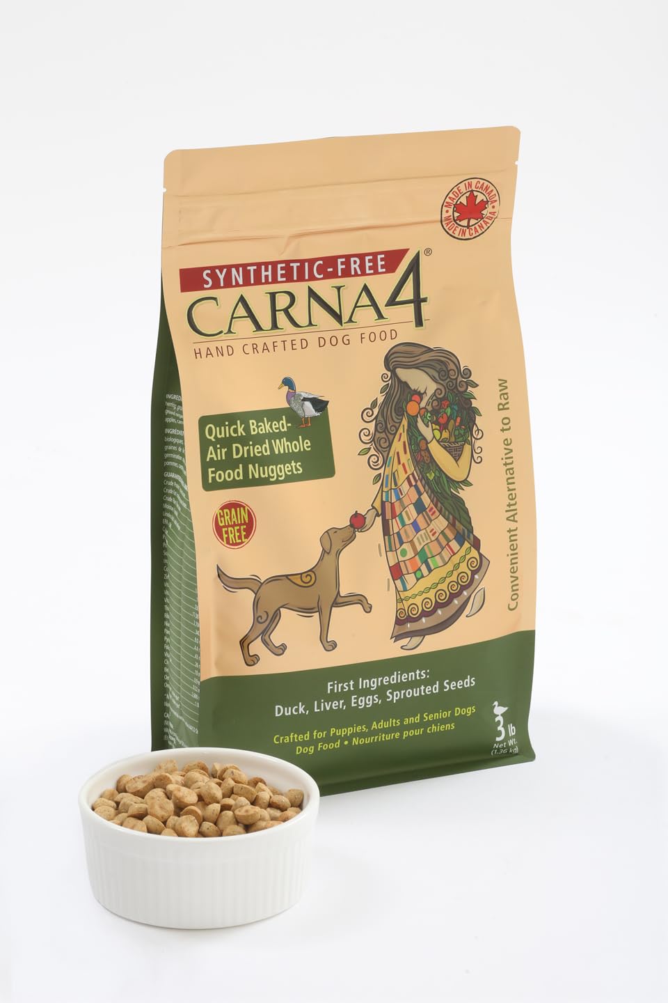 CARNA4 All Life Stages Duck Formula Dry Dog Food (3 Pound, Duck)