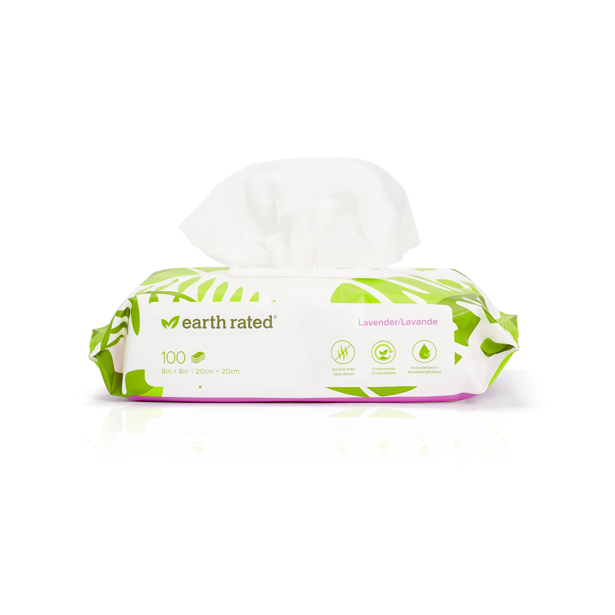 Earth Rated Dog Wipes, New Look, Thick Plant Based Grooming Wipes For Easy Use On Paws, Body And Bum, Lavender Scented, 100 Count