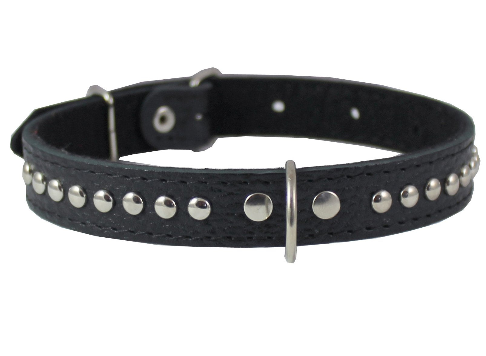 Genuine Leather Studded Padded Dog Collar 18 Long 3/4 Wide Fits 12-14.5 Neck (Black)