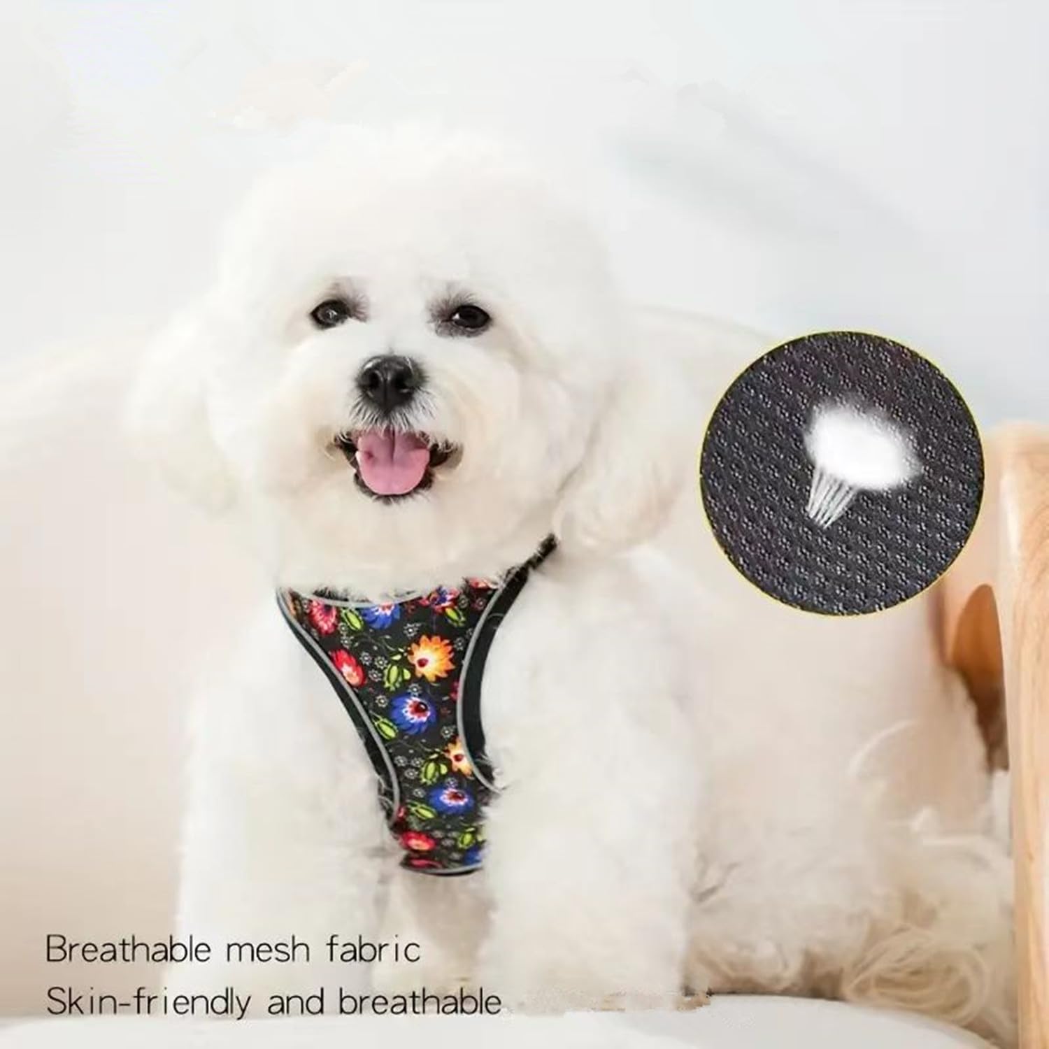 KocaPlye Step in Dog Harness No Pull Flower Adjustable Soft Mesh Padded Reflective Pet Vest Harness and Leash Set for Small Medi