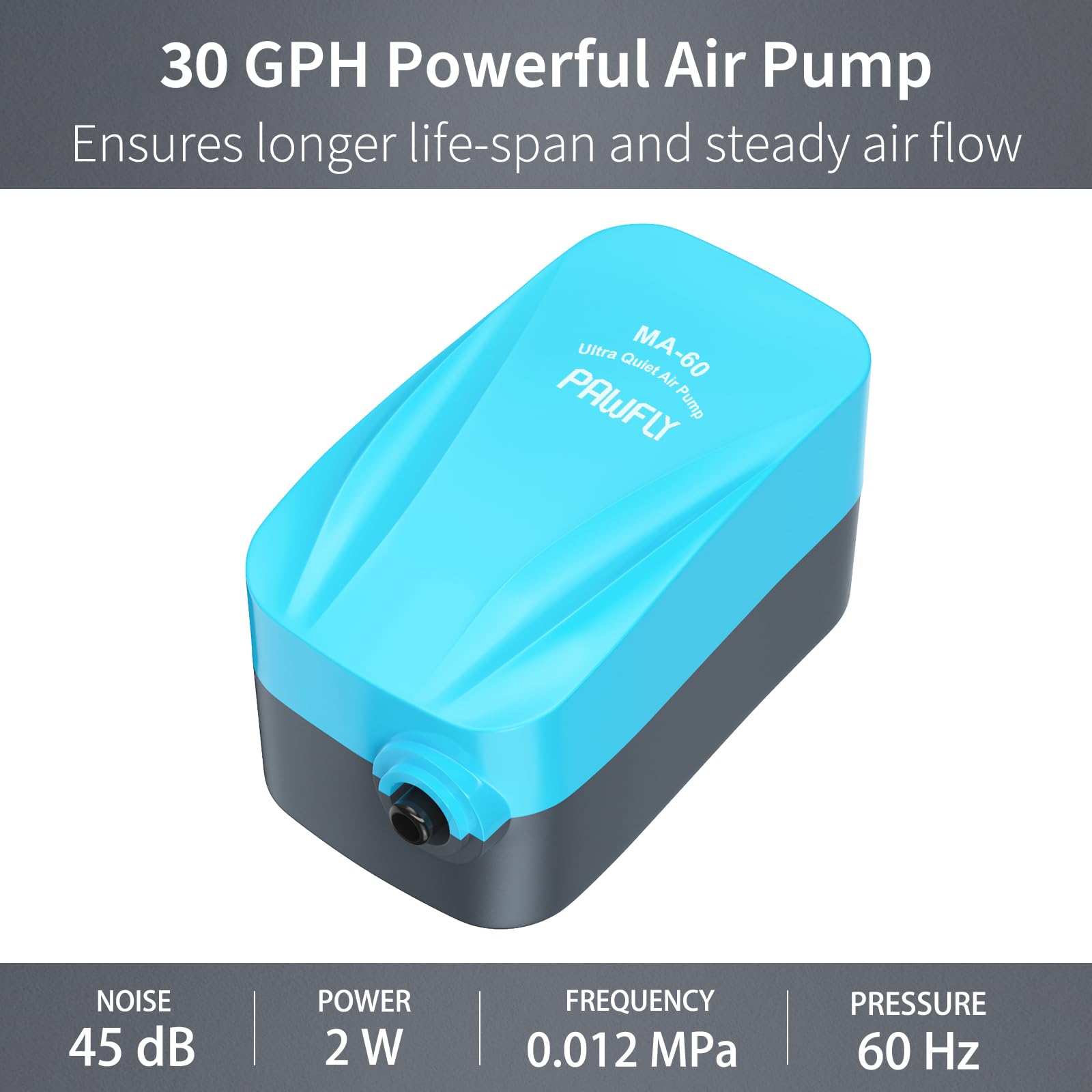 Pawfly Aquarium 15-40 Gph Compact Air Pump Quiet Oxygen Aerator Pump With Air Stone/Nano Bio Sponge Filter Airline Tubing And Ch