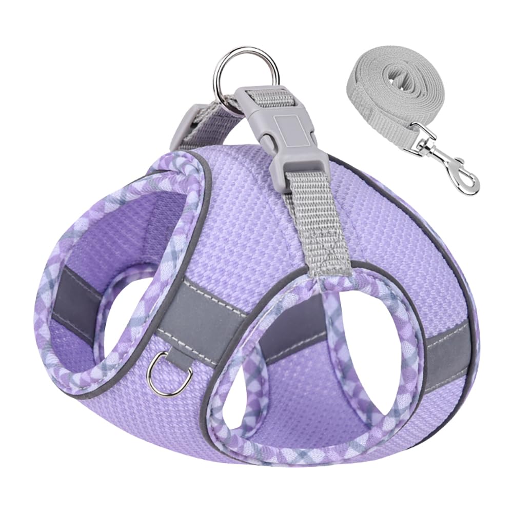 Purple Xs Step-In Vest Harness And Leash Set - No Pull Adjustable Reflective Pet Harness For Small Dogs And Cats - Easy Walk, Ou