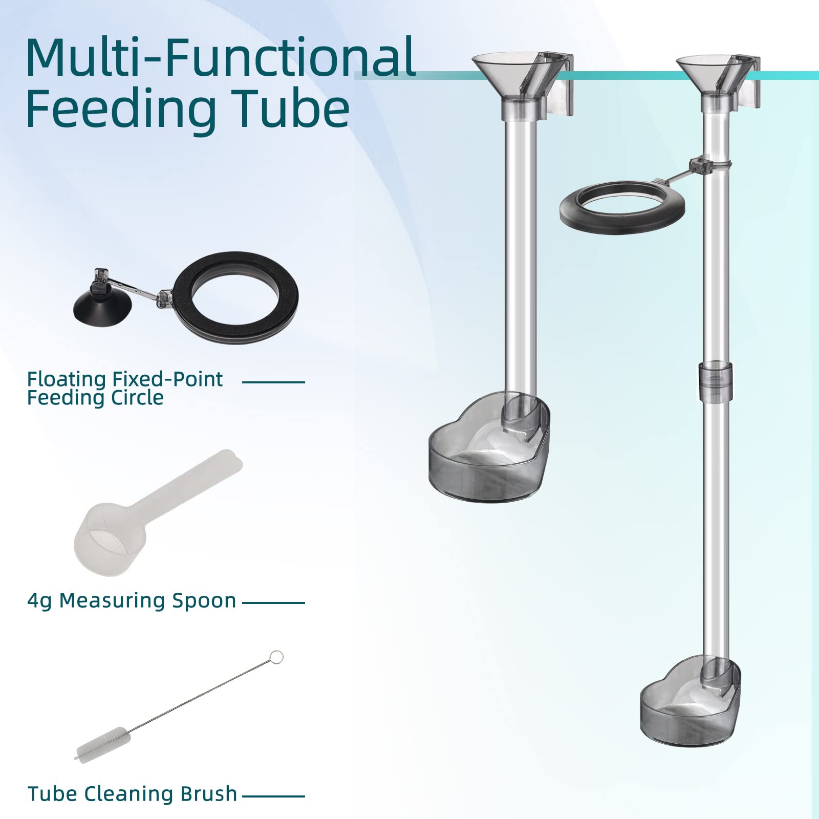 UPETTOOLS Shrimp Feeding Dish Set, Aquarium Fish Feeder Tube Kit Clear Durable Shrimp Feeding Tube with Feeding Ring, Cleaning B