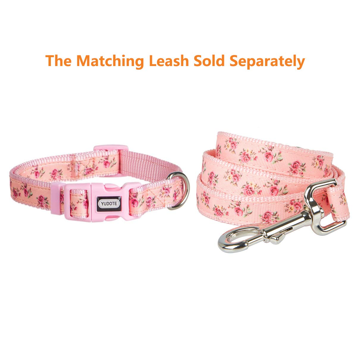Yudote Floral Dog Collars Adjustable Nylon Collar With Quick Release Buckle For Female Dogs, Pink,Large