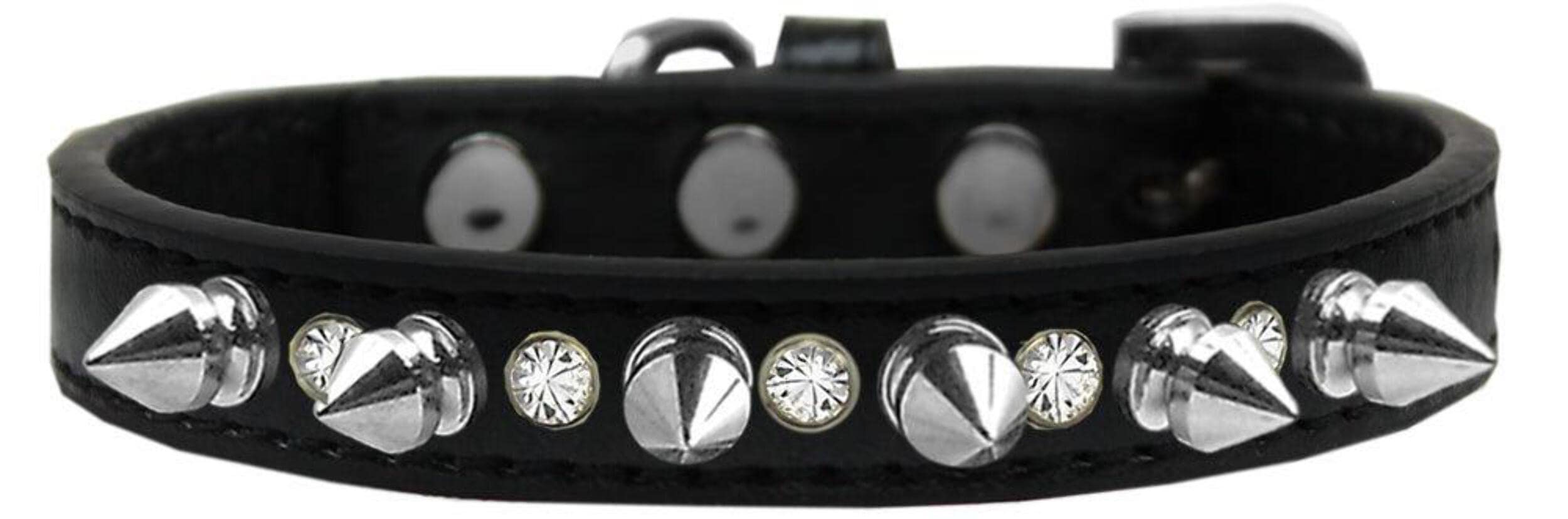 Dog, Puppy and Pet Ice Cream Collar, Crystal & Silver Spikes Black 16