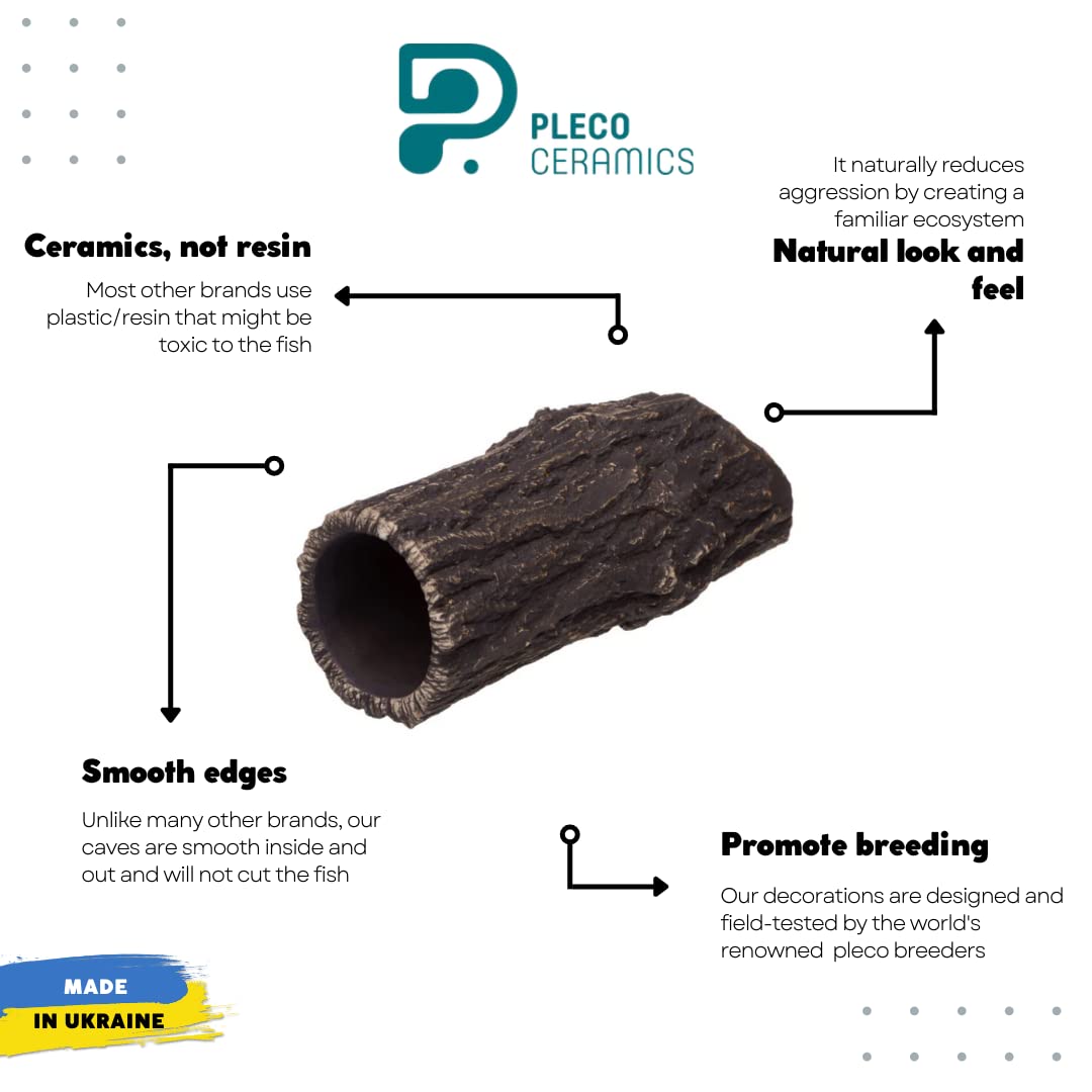 Plecoceramics Pleco Cave Natural Breeding Ceramic Decorations Fish Tank Aquarium Medium Size (1 pcs)