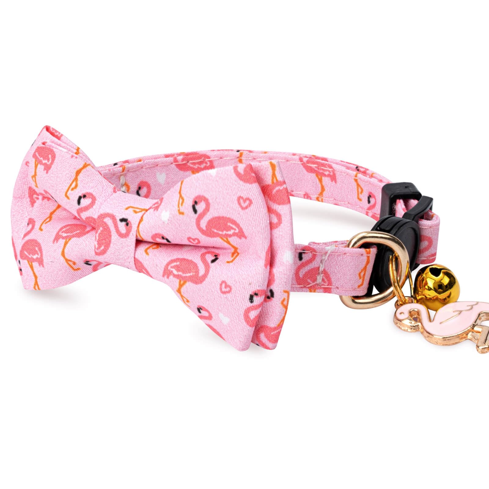 Jelwuion 2 Pack Cotton Cat Collar With Bow Tie And Bell For Girl Boy Cats,Cute Pink Flamingo And Blue Whale Pattern Spring Summe