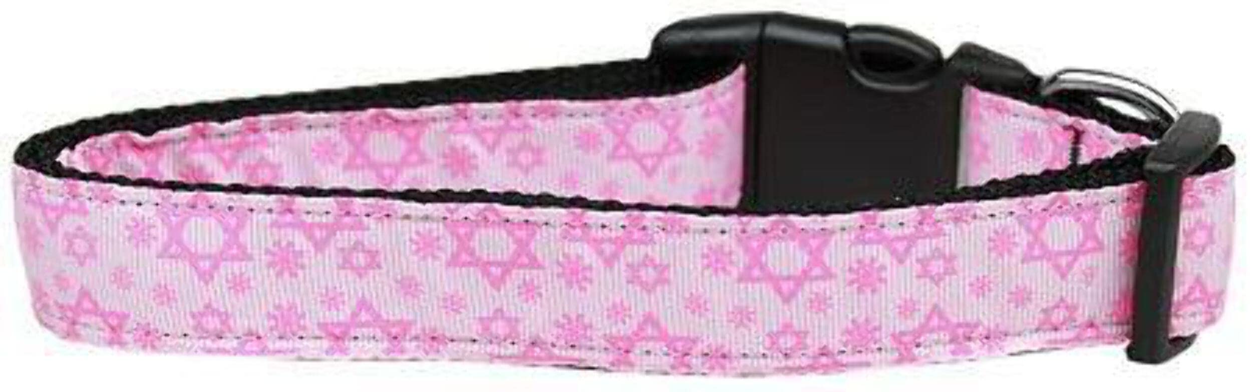 Hanukkah Pet Dog & Cat Nylon Collar or Leash, &quot;Pink Star Of David&quot; SM Collar
