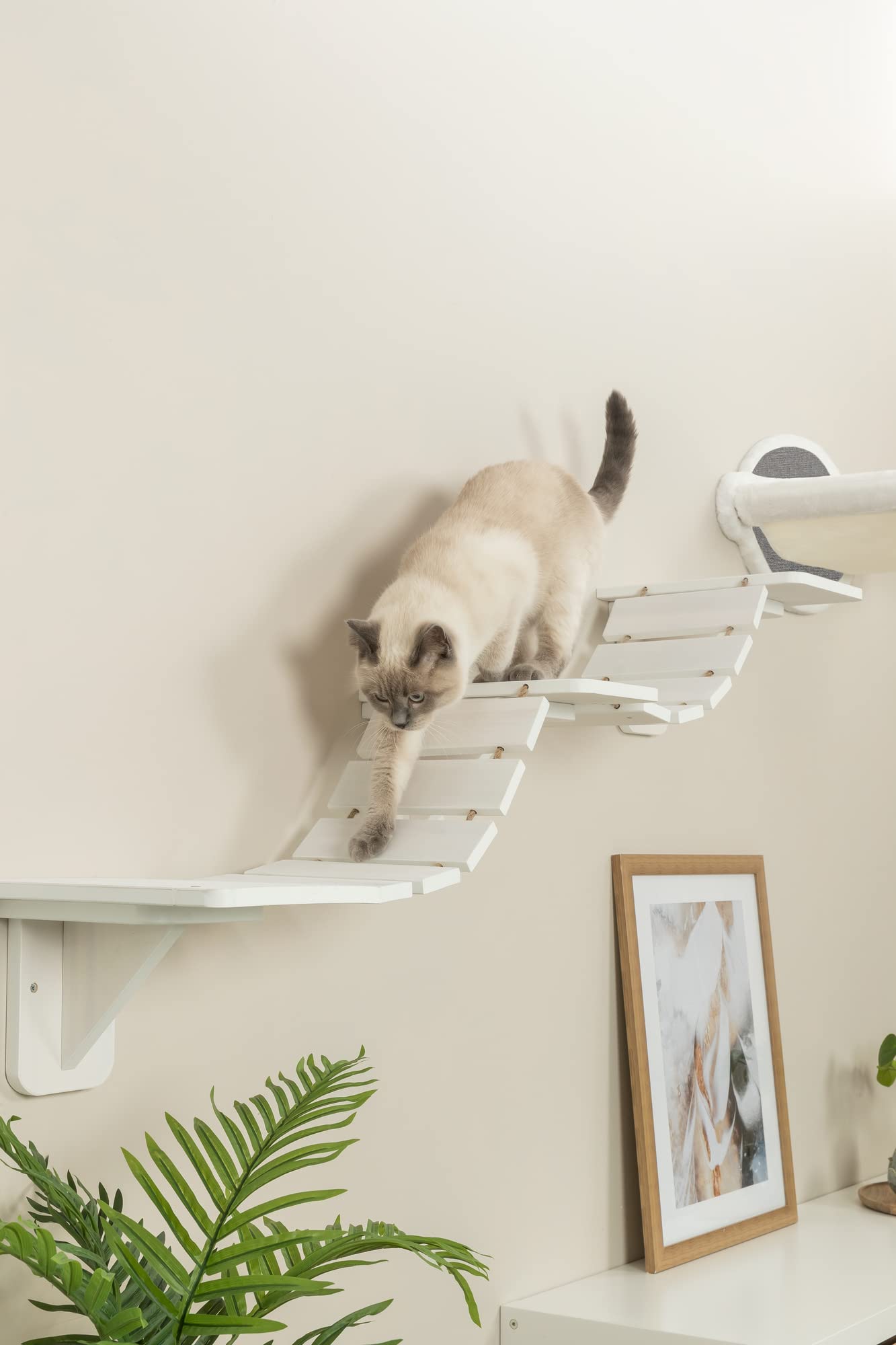 Trixie Wall Mount Cat Bridge, Three Platforms Linked By Bridge, White