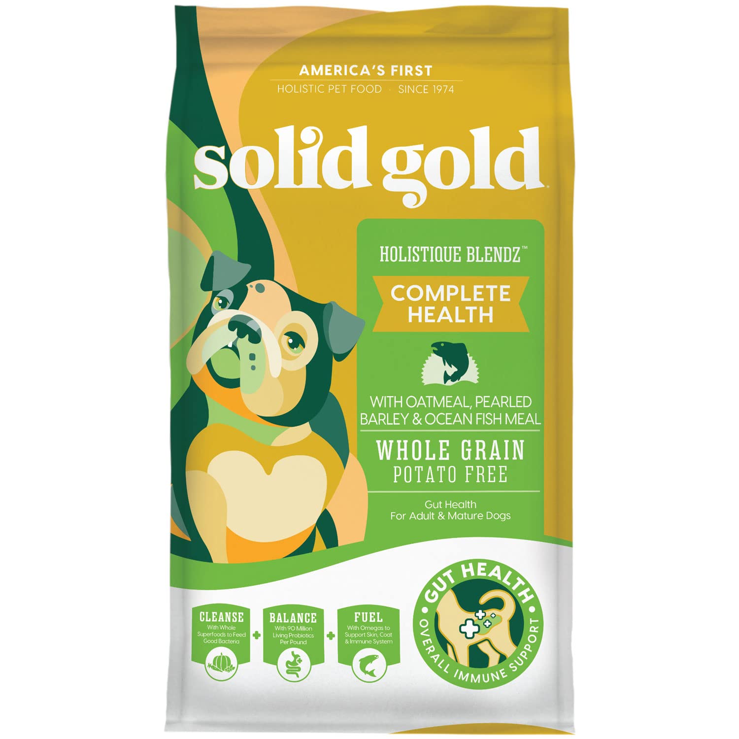 Solid Gold Dry Dog Food for Adult & Senior Dogs - Made with Oatmeal, Pearled Barley, and Fish Meal - Holistique Blendz Potato Fr