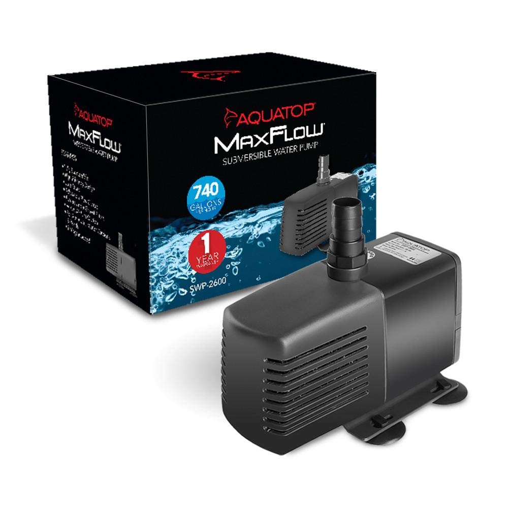 Aquatop Maxflow Submersible Aquarium Pump 740 Gph Adjustable Flow, For Fish Tanks, Sumps And Statuary, Swp-2600