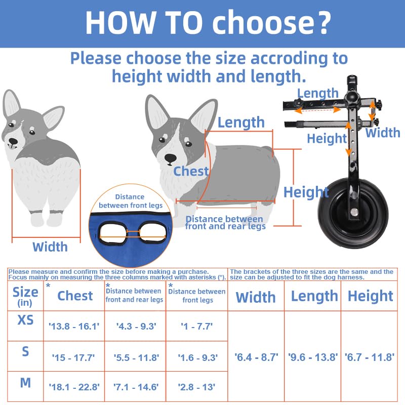 Adjustable Small Dog Wheelchair - Mobility Aid for Disabled Pets,Small Dog Wheelchair for Back Legs, Leg Brace & Hip Support - 8
